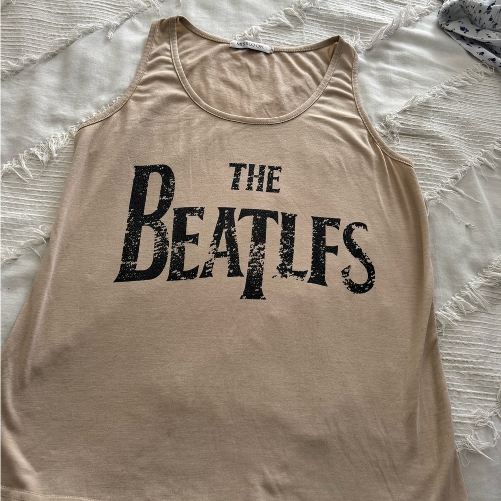 MISSLOOK Beige The Beatles Graphic Tank Top